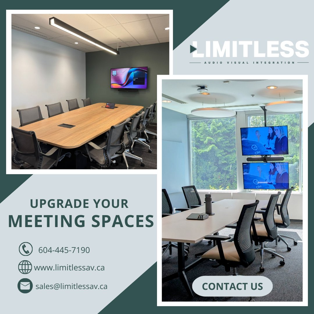 LimitlessAV's tweet image. 🚀From @MicrosoftTeams Rooms to @Zoom and @Google  Meet, we design every setup around your team’s needs, using trusted brands like @Logitech, @neatmeetings, @shure, and more.

We’re your partner for reliable, modern AV solutions.

📞604-445-7190

#AVSolutions #ProAV #Vancouver