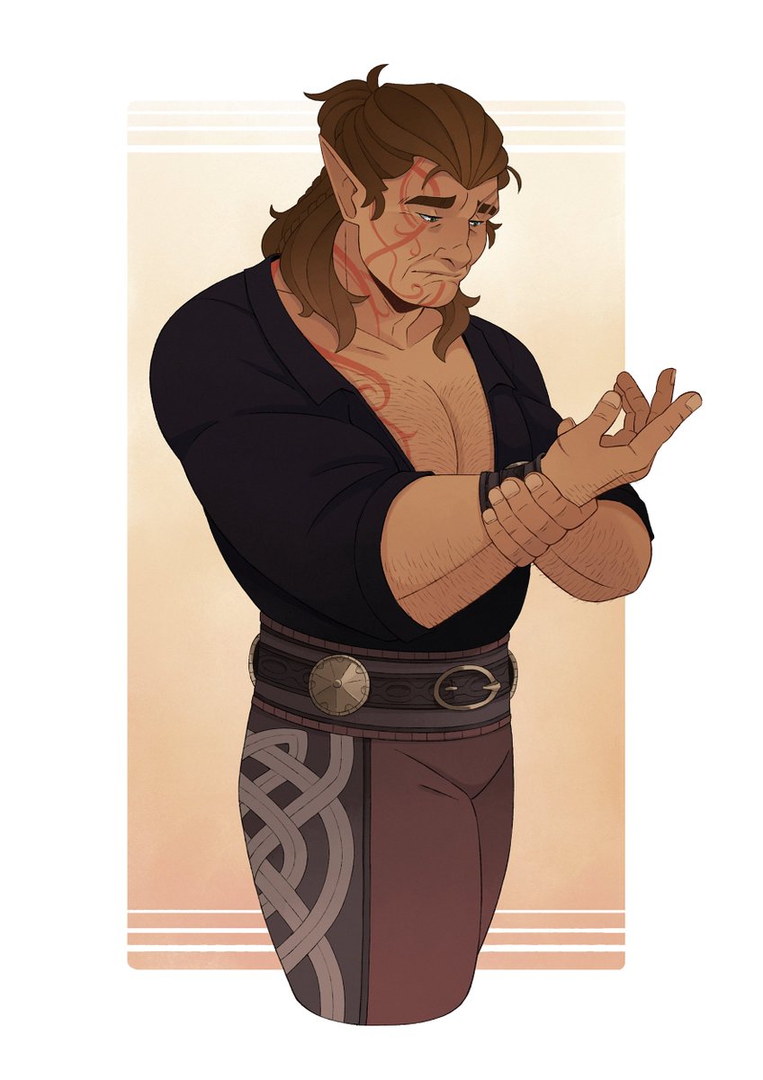 WillowayART's tweet image. Inspired by some screenshots on Tumblr of Halsin in a modded outfit (looks so good)
Why the long face?... he's yearning XD #Halsin