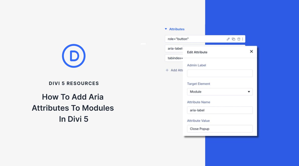 fostercoburn's tweet image. #Divi 5‘s Custom Attributes feature makes implementing ARIA straightforward, and we’ll show you how. web-design-solutions-unleashed.com/divi-tutorial/…