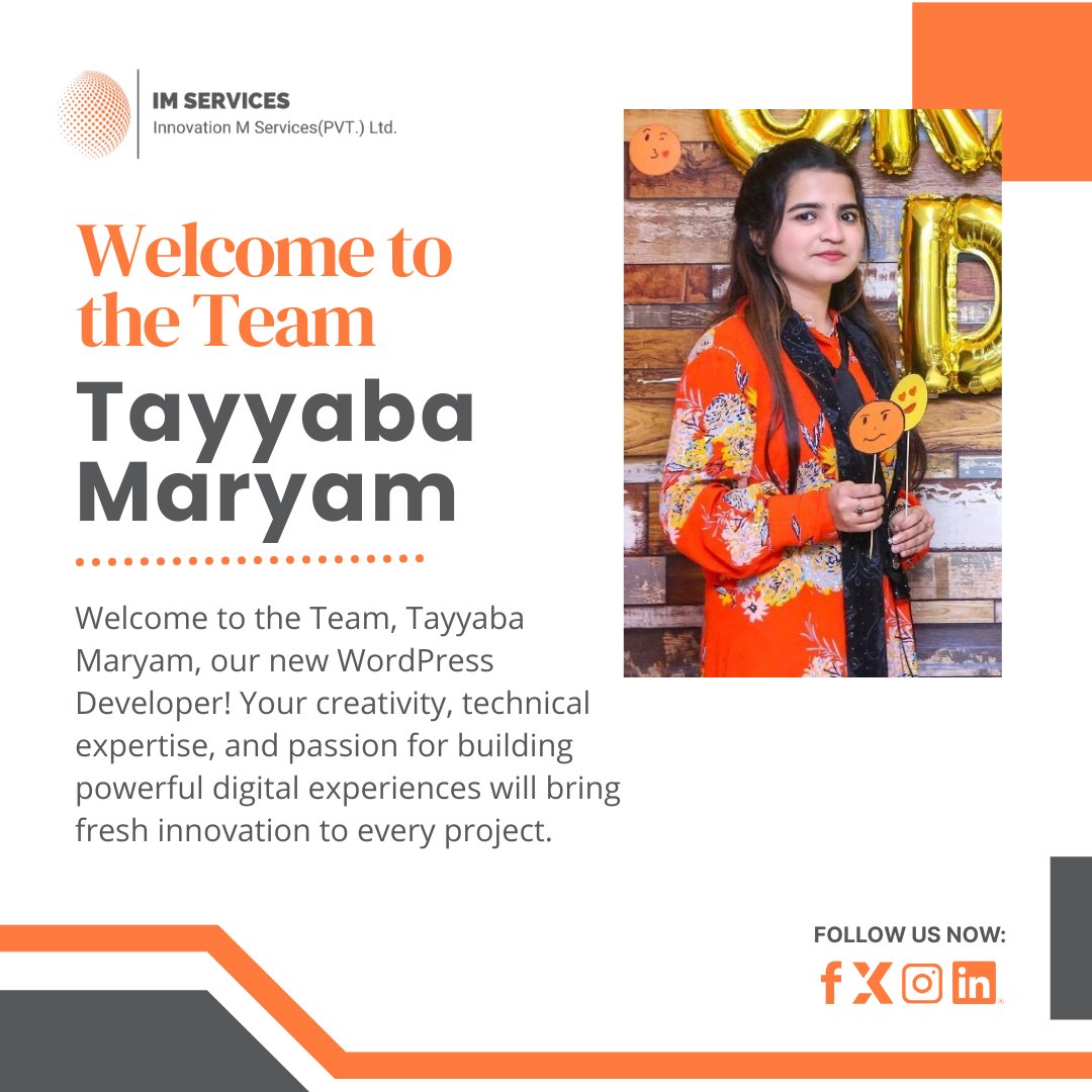 innovationms1's tweet image. Welcome to the Team, Tayyaba Maryam — our new WordPress Developer.

#WordPressDeveloper #WebDevelopment #WebsiteDesign #FrontendDevelopment #BackendDevelopment 

Address: Suite # 103 181 N Grant St Canby, OR 97013 United States
Phone No: +1 541-632-8772