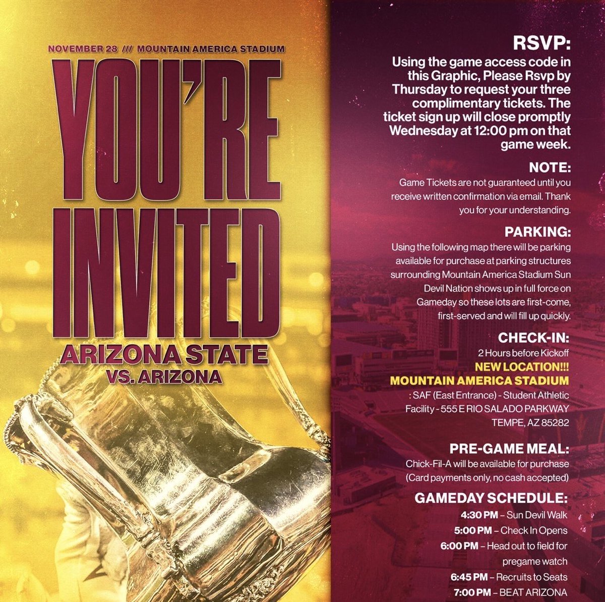Thank you <a href="/CoachOmura/">Josh Omura</a> for the Territorial Cup Invite , Can’t wait!

<a href="/CoachRonquillo/">Jason Ronquillo</a>
<a href="/Coach_Stev_B22/">Stevann Brown</a> 
<a href="/ASUFootball/">Sun Devil Football</a>