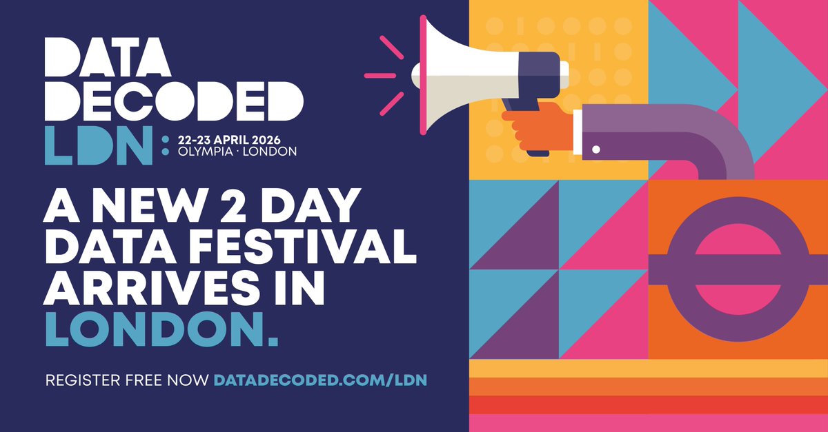 DataDecoded_HQ's tweet image. 📢 The UK’s fastest-growing data festival is coming to London!

After an incredible launch in Manchester, Data Decoded is heading to London!

Join thousands of data leaders, engineers, architects, analysts, AI specialists and more at @olympiaeventsuk  on 22–23 April 2026.

Find…