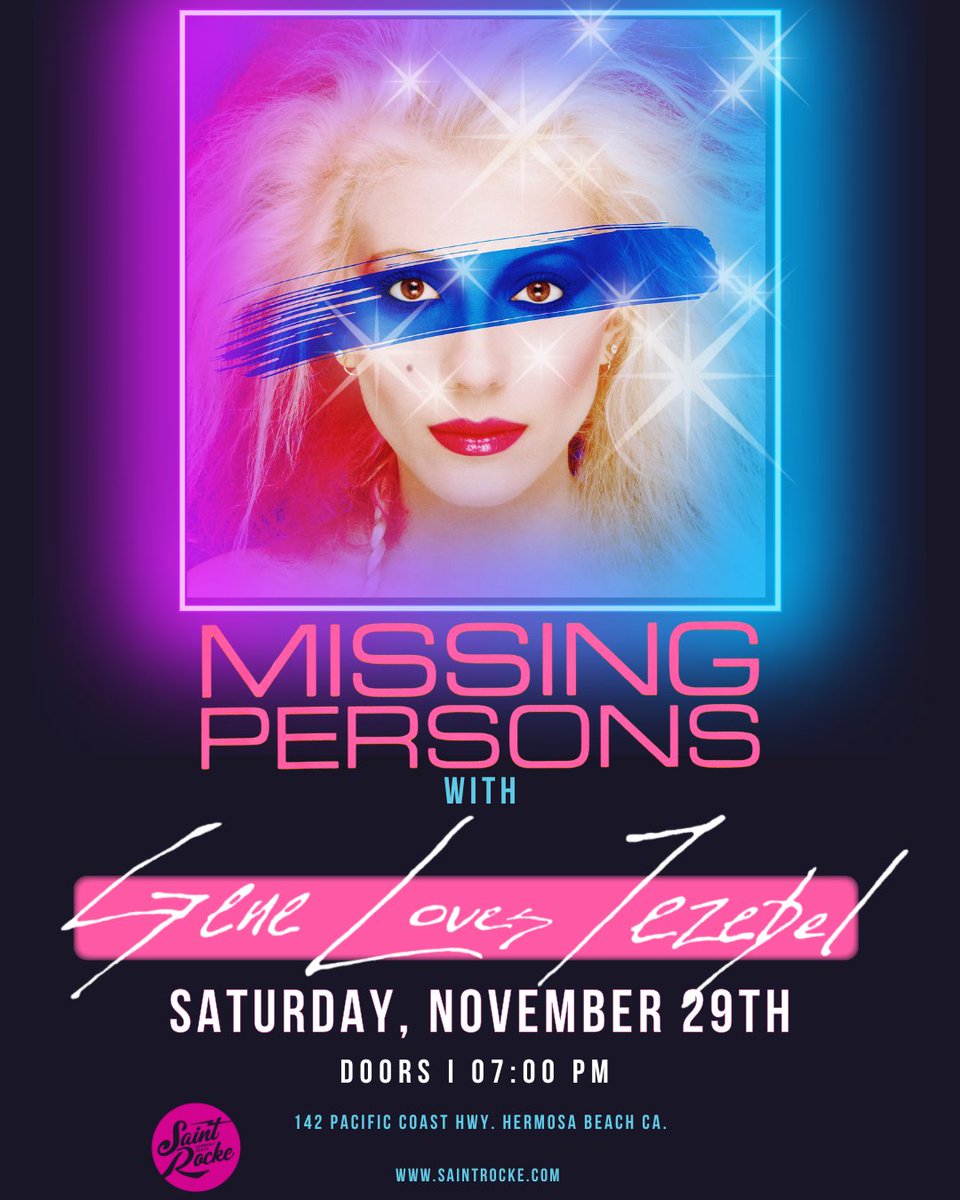 SaintRocke's tweet image. This week at your favorite Hermosa venue!

11/24 | Songwriter Showcase 🎙️
11/26 | Tomorrow’s Bad Seeds w/ MEGG and Capitol Dub 🦃
11/28 | Red Hot Tribute w/ Endless Nameless: Nirvana Tribute 🎸
11/29 | Missing Persons w/ Gene Loves Jezebel ⚡️

Tickets → saintrocke.com
