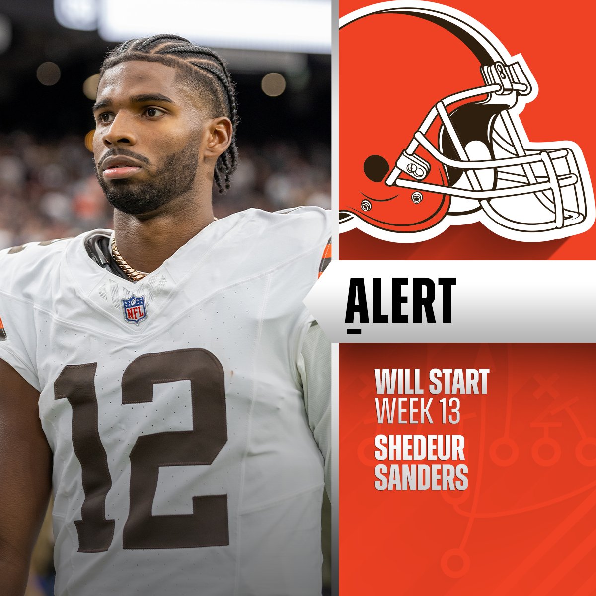 Browns HC Kevin Stefanski says Shedeur Sanders will start Week 13.