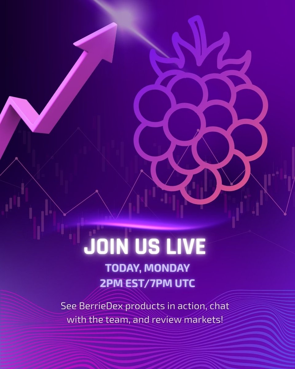 BerrieOrg's tweet image. Join us live at 19:00 UTC (less than 30 min) 

🔗 youtube.com/live/Ub5QUIbP8…

• New Product release
• Market Review
• The Future of Dexes