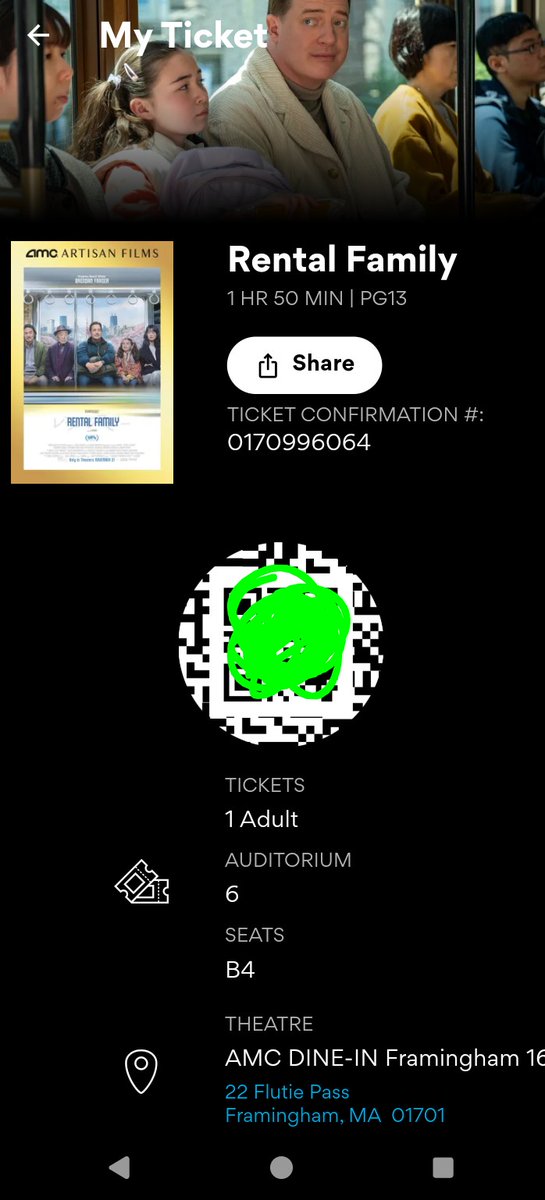JohnMovieGuy's tweet image. At my local @AMCTheatres seeing the new #BrendanFraser movie #RentalFamily #AMCNOTLEAVING #AMCNEVERLEAVING