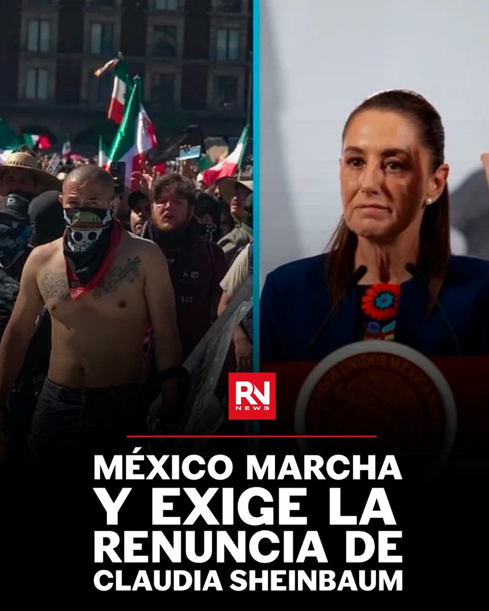 #Urgente “MÉXICO MARCHA Y EXIGE LA RENUNCIA DE CLAUDIA SHEINBAUM”

México vivió una nueva jornada de protestas en la que miles de ciudadanos salieron a las calles para exigir la renuncia de Claudia Sheinbaum. Las marchas, realizadas en varias ciudades del país, reunieron a