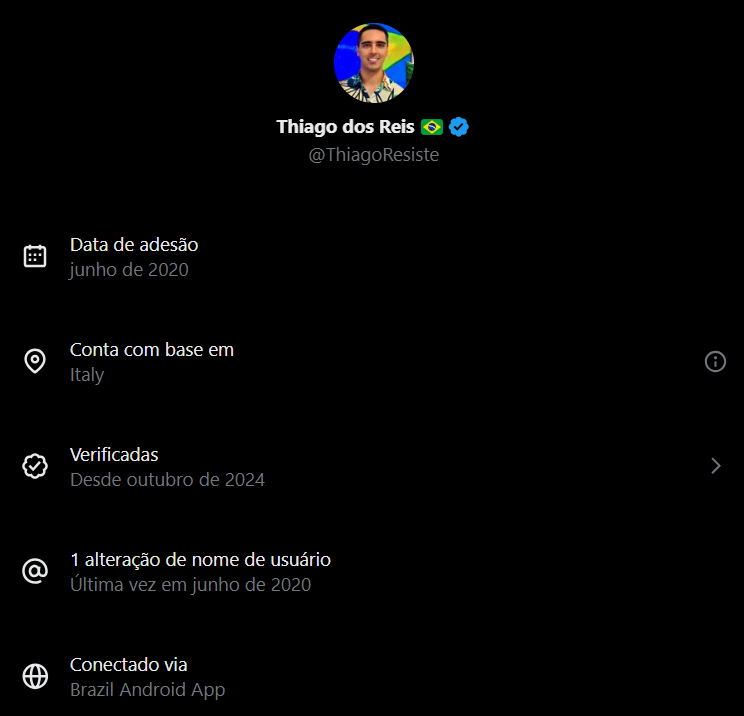 david_agape_'s tweet photo. A casa caiu, parte 2

Lembram do militante de esquerda Thiago dos Reis, do site Plantão Brasil? Ele ficou famoso pela produção sistemática de conteúdo enganoso nas redes e por ataques coordenados contra adversários políticos.

Ele responde a dezenas de processos no Brasil, inclusive ao movido pelo próprio pai por abandono de idoso em situação de vulnerabilidade. Por causa disso, Thiago é procurado pela polícia. A Justiça já tentou notificá-lo em mais de 11 endereços, tentou contato formal repetidas vezes, e ele sempre desaparecia, mudando de cidade e de país.

Agora, com a mudança implementada por Musk no X, a plataforma passou a exibir a localização-base da conta. O perfil de Thiago dos Reis aparece como localizado na Itália.

Fica a pergunta: a Justiça brasileira vai tentar extradição — ou esse rigor só existe quando o alvo é um “perseguido político”?