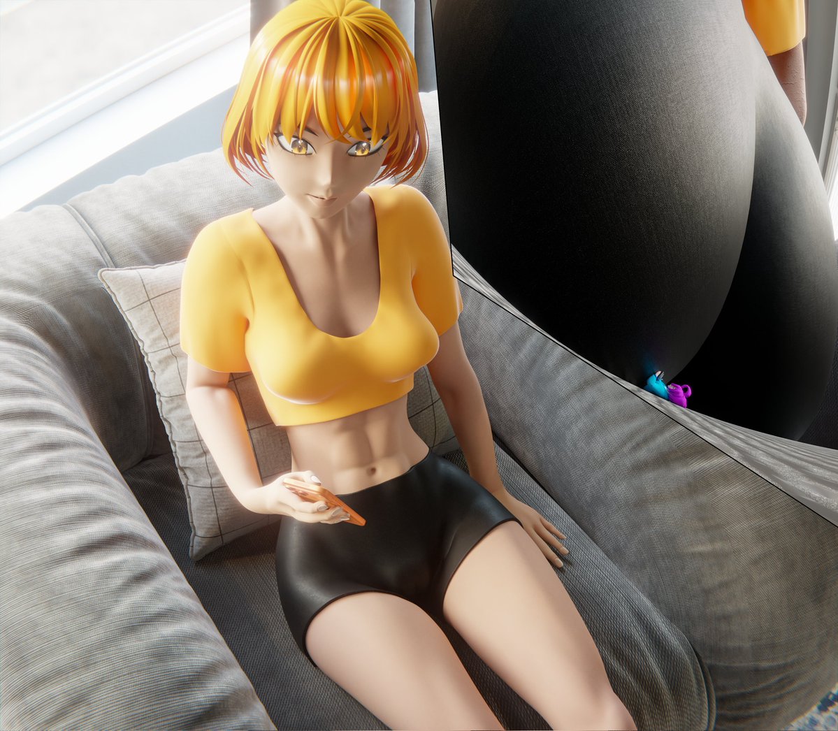 Jackie finally takes a seat after a long day, but she doesn't notice a tiny Izumi has already called dibs. I'm sure she'll notice him...eventually.
An amazing commission I got from <a href="/SizeTaker/">SizeTaker - Kai</a> 
Featuring <a href="/RandomlordI/">RandomLordI 🔞 Commissions Closed</a>