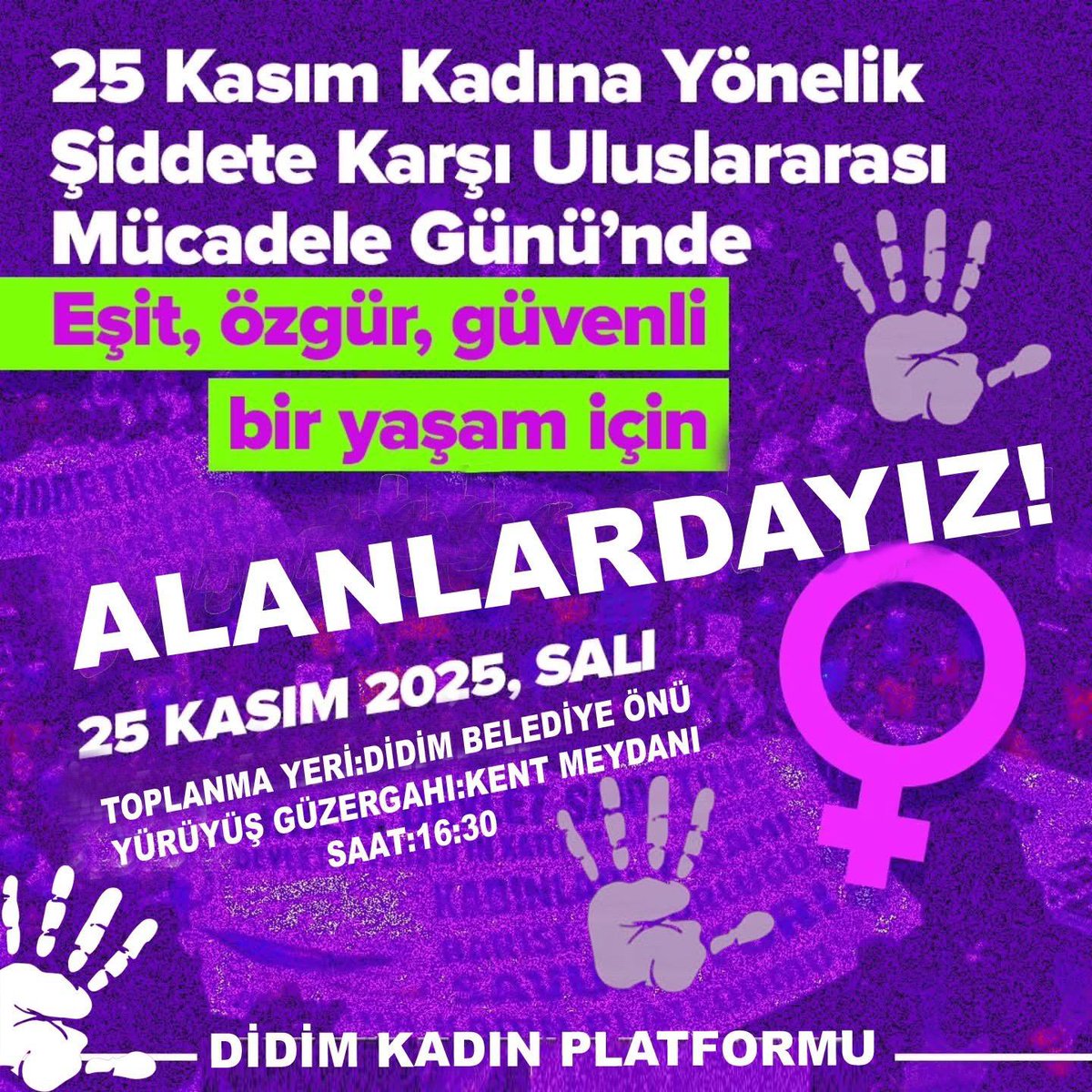 Erkek-devlet şiddetine karşı kadınlar isyanda!
25 Kasım Kadına Yönelik Şiddete Karşı Uluslararası Mücadele Günü’nde, şiddetin karşısında eşitlik ve özgürlük için alanlarda olacağız.
Yaşadın kadın dayanışması
Jin Jiyan azadi
Aydın  17:00
Kuşadası  19:00
Didim  16:30
Söke  16:00