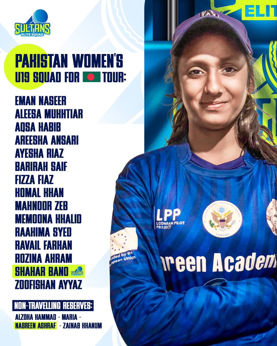 EliteSquadMS's tweet photo. Sending our best wishes to our pace star, Shahar Bano, for the Bangladesh tour! 🌟 https://t.co/dr0b2VFISW