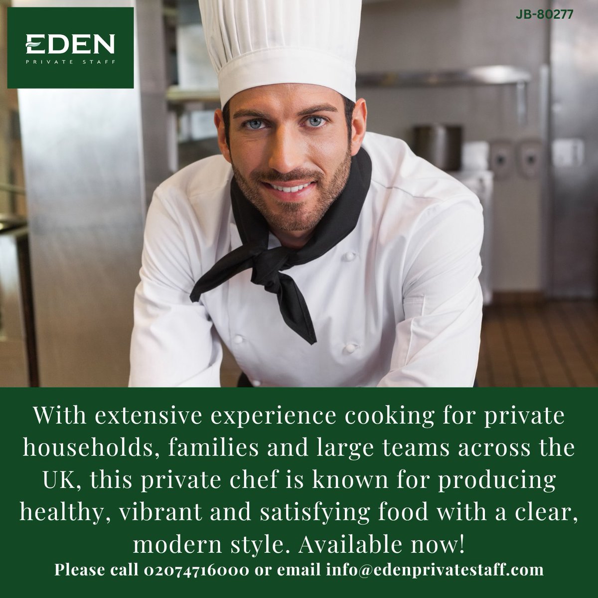EdenPrivateStaf's tweet image. A superb Chef Available immediately — please contact Alex Sansbury, Emmi Heikkinen, or Jess Bradshaw on 020 7471 6000 or email eps@edenprivatestaff.com

edenprivatestaff.com/resume/private…
#privatechef #chefs #chefdecuisine #chefjobs #chefrecruitment #familychef
