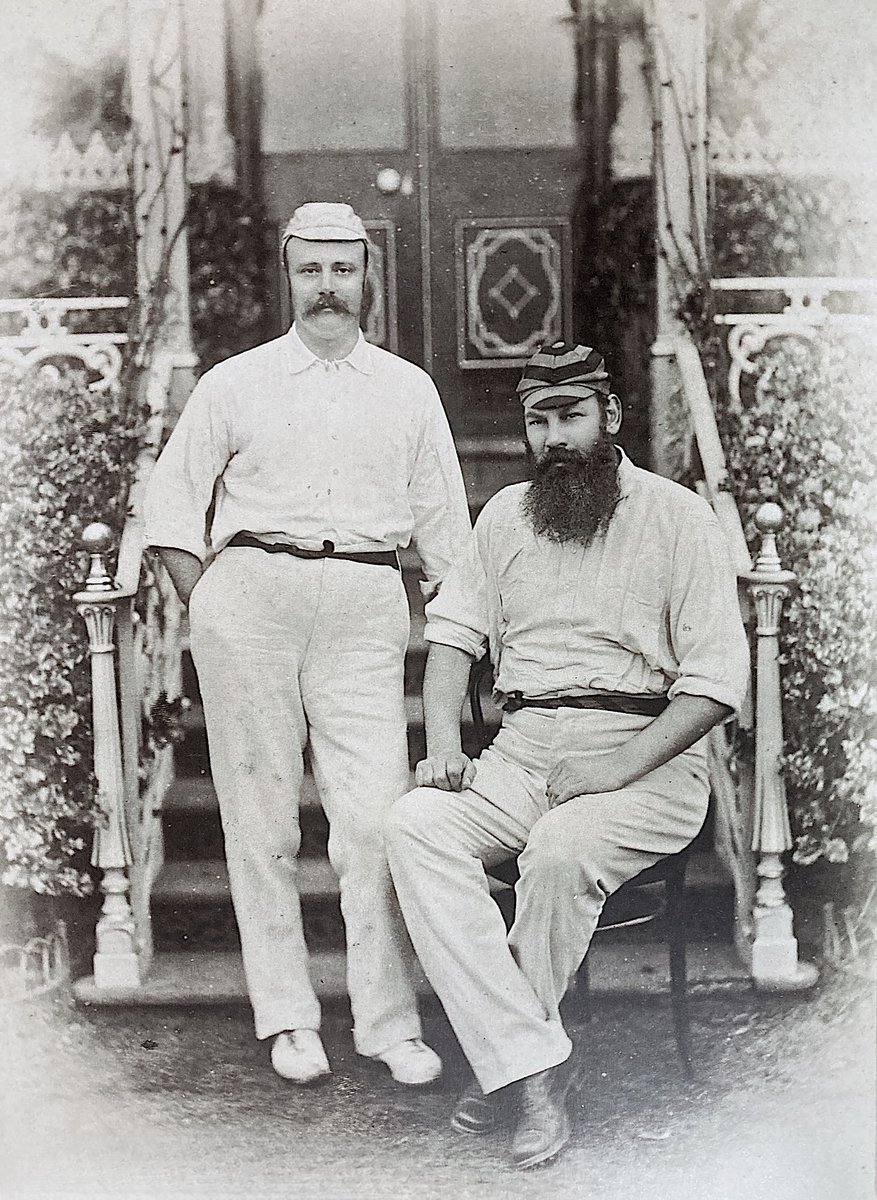 The iconic figure of WG Grace, England captain, alongside his Australian rival Billy Murdoch in 1890 - in three Tests that summer England won two and the third was abandoned - those were the days!