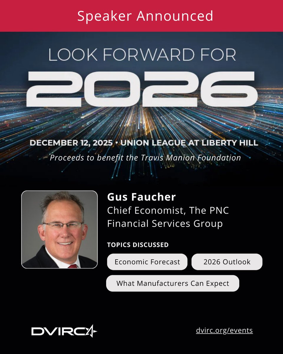 We're excited to announce Gus Faucher, Chief Economist at The PNC Financial Services Group, as a featured speaker at Look Forward for 2026 on December 12.

Learn more &amp; register at hubs.li/Q03VH2B-0