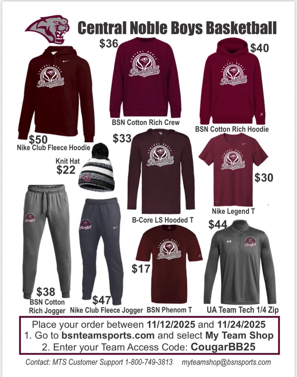 CNCougarsHoops's tweet image. Only 13 hours left to put your order in for the CN Boys Basketball apparel.  Visit bsnteamsports￼.com and put in the code CougarBB25 to put in your order.