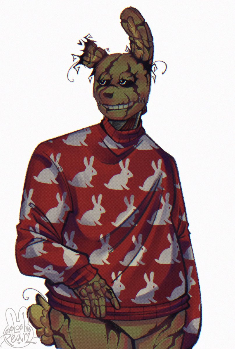 explosivepearl's tweet image. stole someone’s sweater 

#fnaf #springtrap