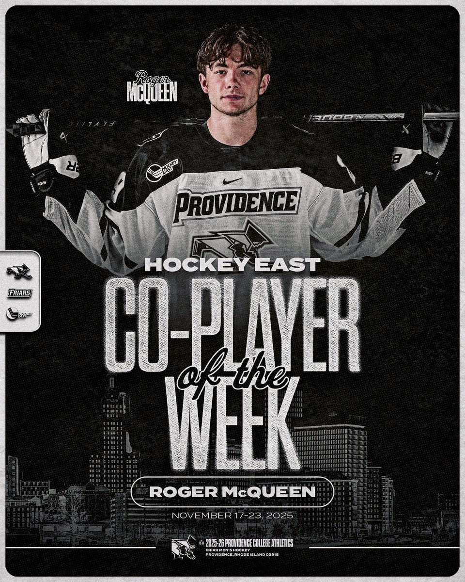 Congrats to Roger McQueen on being named Hockey East Co-Player of the Week after two goals and three points against UMass this past weekend!

#GoFriars