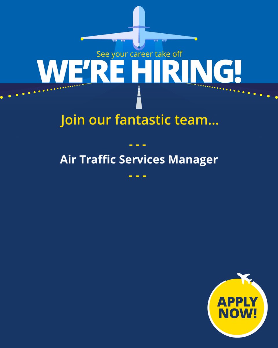 We are hiring at Norwich Airport! ✈️ 

We are seeking an Air Traffic Control Manager to join our team, oversee operations and ensure the safety and efficiency of our air traffic services.

To find out more, or apply, visit: bit.ly/3JQdaQ2

#FlyNorwich #Vacancy