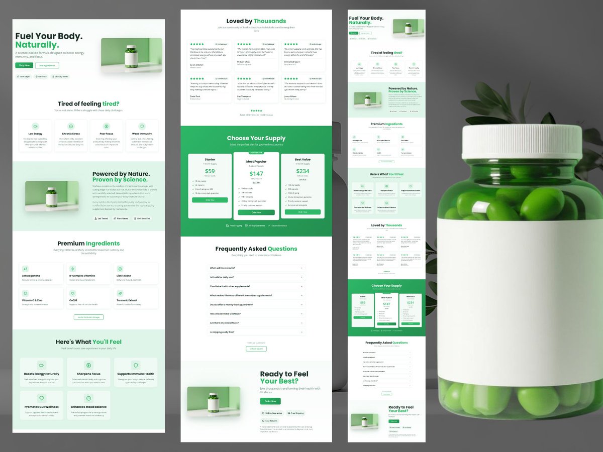 preciousfunnels's tweet image. #Figma to #gohighlevel
Supplement Page Designed &amp;amp; Development on Gohighlevel #supplements #nature #healthcare #landingpage