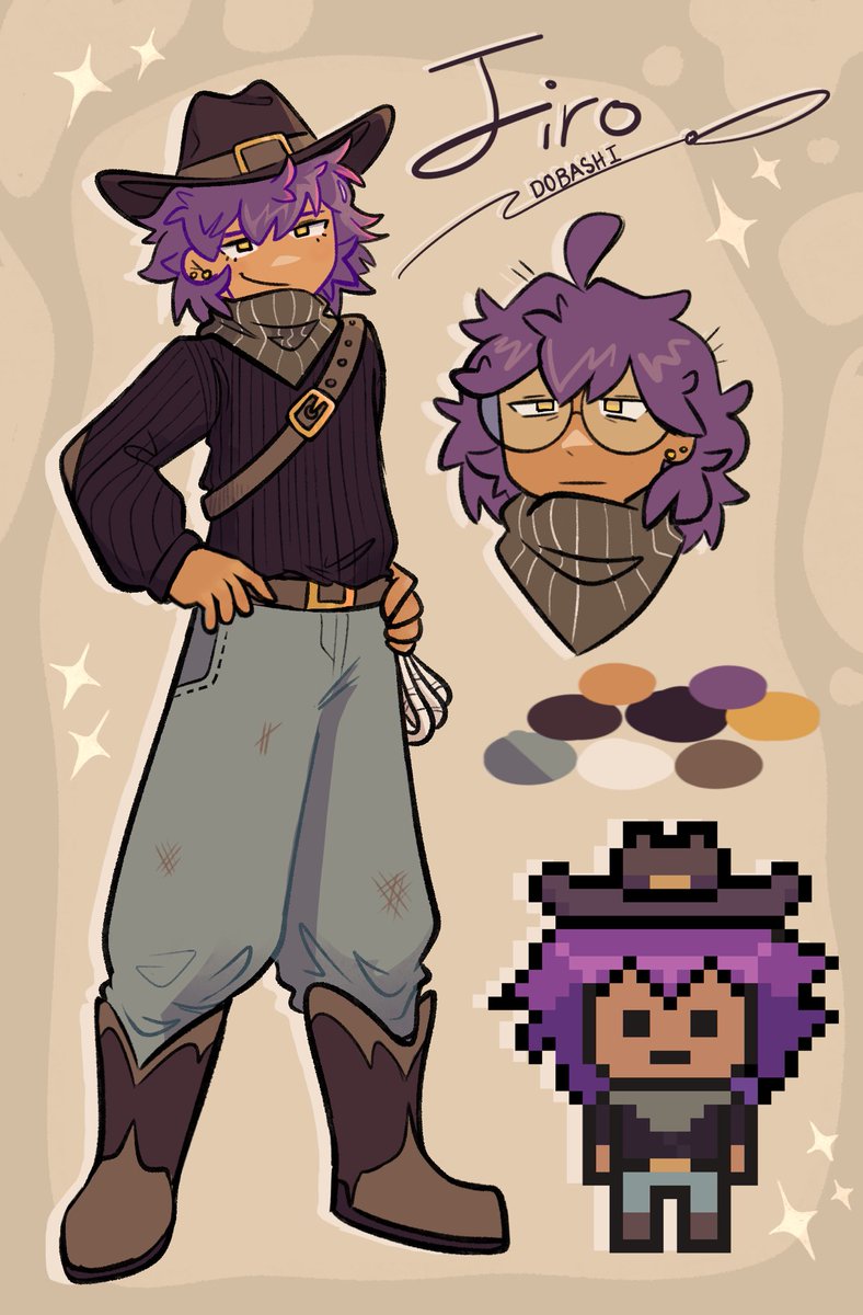 craitlin's tweet image. shsl cowboy ref is finally done 🐎 #art #referencesheet #originalcharacter #danganronpa #artist #ocartist