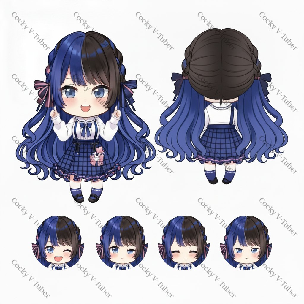 VtCocky's tweet image. Chibi sheet finished   Dreamy pastels + expressive details. DM for  Perfect for rigging + branding. DM to secure your  commission! #VTuberSheet #VTuberDesign