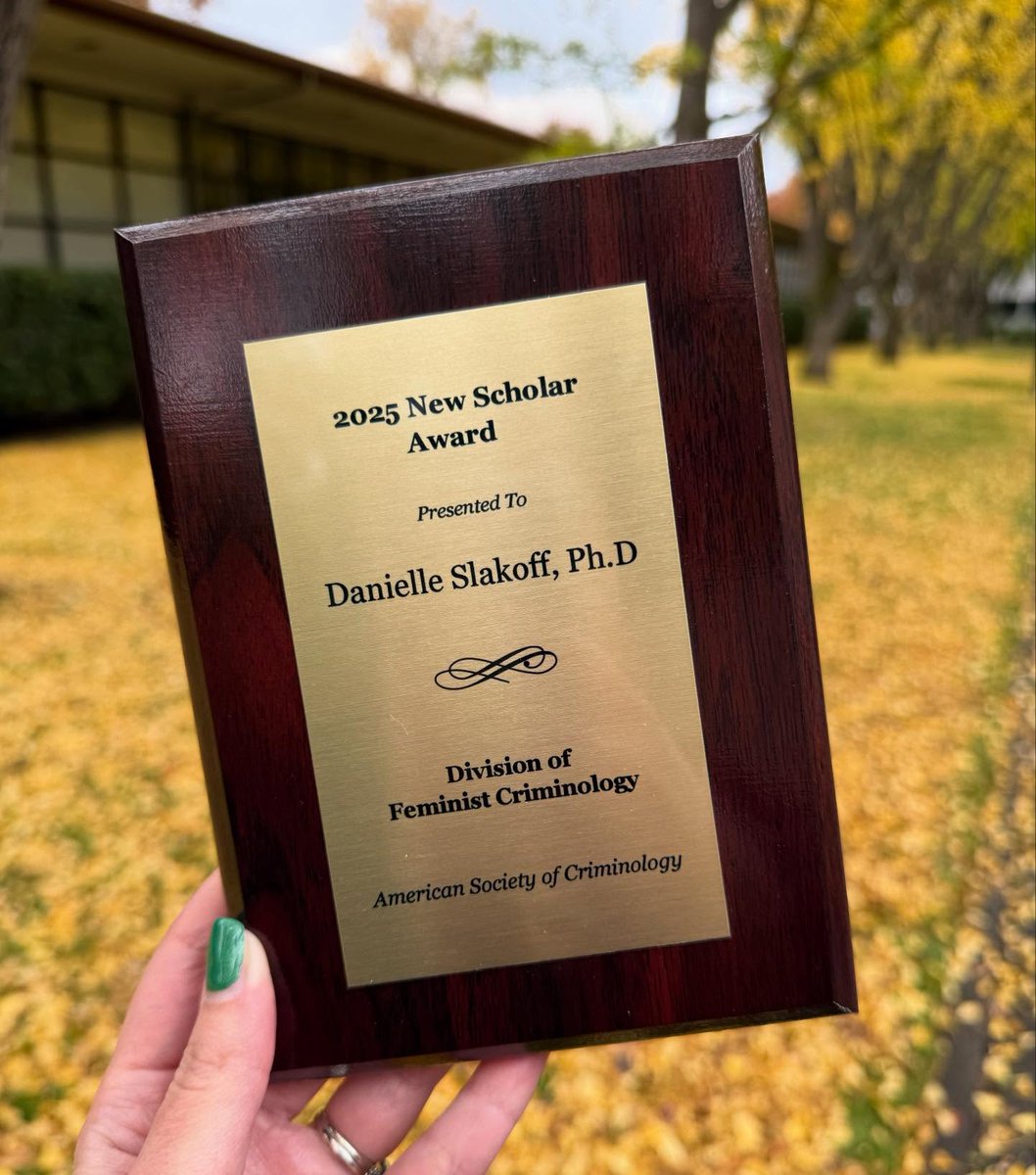 SacStatehhs's tweet photo. A big congratulations to HHS’ very own @DSlakoffPhD for receiving the New Scholar Award from the American Society of Criminology!
She presented on her co-authored research on co-victims’ beliefs about the ethics of true crime and what constitutes ethical storytelling.
#CSUS https://t.co/g9PBXkvVtv