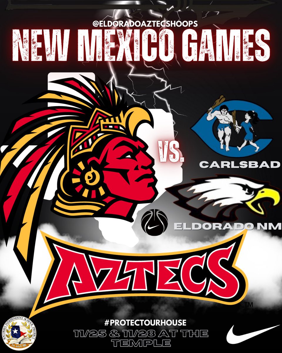 ElDoHoops's tweet image. We’re back at it! This week we welcome two teams from New Mexico to the AZTEC EMPIRE! Tuesday we will take on Carlsbad, followed by Albuquerque Eldorado on Friday! Let’s pack the TEMPLE 🔺🔺🔺

#AWTWD
#WEoverMe