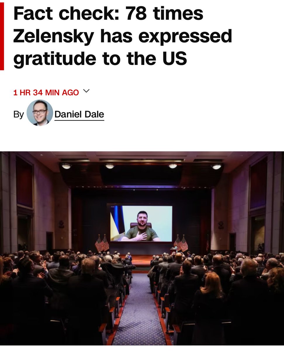 🇺🇸🇺🇦  Trump claimed on social media on Sunday that “UKRAINE ‘LEADERSHIP’ HAS EXPRESSED ZERO GRATITUDE FOR OUR EFFORTS”, - CNN

‼️ 78 times Zelensky has expressed gratitude to the US…
