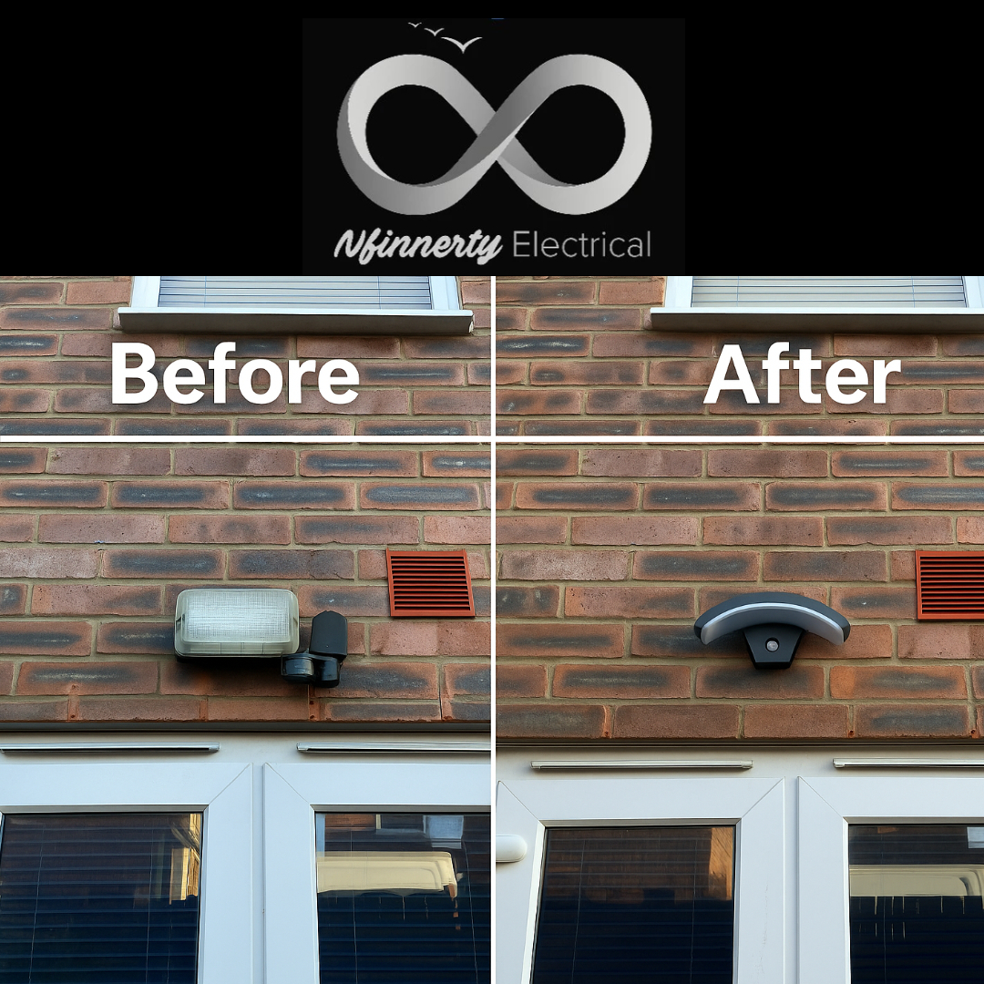 Before &amp; After: A lighting upgrade that speaks for itself 💡 From bulky to brilliant — Nfinnerty Electrical brings style, safety &amp; efficiency to your doorstep.

#YorkElectrician #BeforeAndAfter #LightingUpgrade #TrustedTrades
