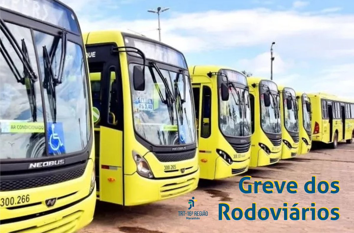 Greve dos rodoviários - TRT-16 determina que o Sindicato das Empresas tem 12h para pagar os direitos dos trabalhadores: trt16.jus.br/noticias/greve… 
#DecisãoJudicial #GrevedosRodoviários #JustiçadoTrabalho #SouTRT16 #TRTMA