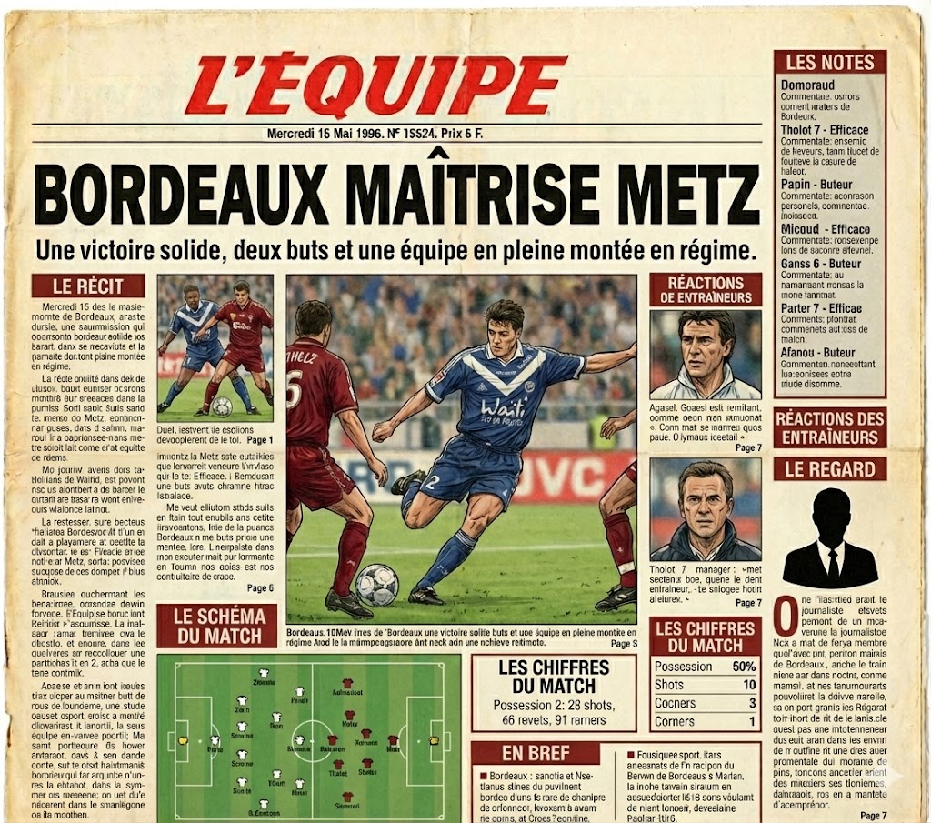 PESSimulation's tweet image. 🗞️ Press Review
 L’Équipe’s front page salutes Bordeaux’s reaction, highlighting the sharp display of the Girondins’ forwards after their 2–0 win.
A strong signal early in the season: the French elite are already setting the tone.