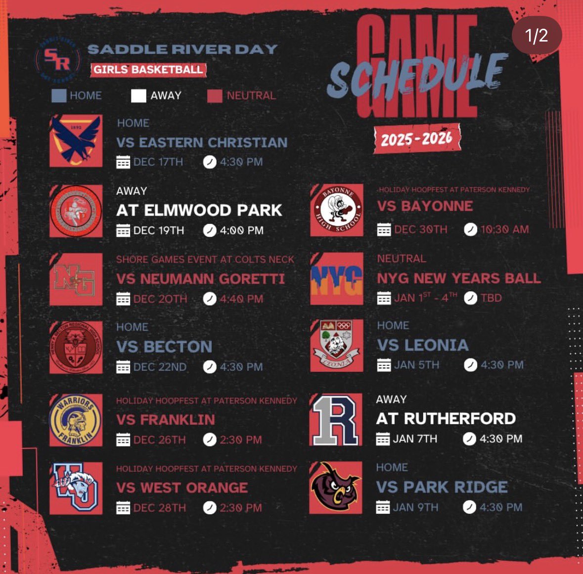 Matt8Emily's tweet image. Here is my schedule for the 25-26 season. Super excited to play with my new teammates! Come check us out!@Corey_Taite02 @TeamSharp23 @NJLadiesHoops @PGHNewJersey