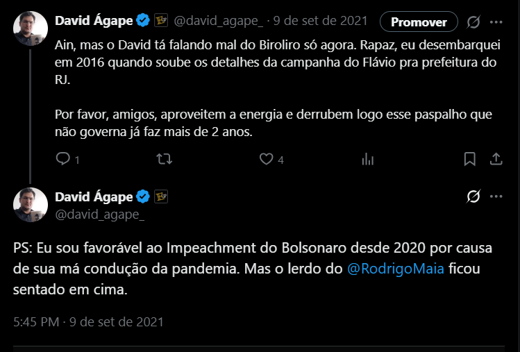david_agape_'s tweet photo. Eu idem. Depois desse tuíte me aprofundei sobre a gestão do Bolsonaro na pandemia. Descobri que eu estava errado, Bolsonaro certo.

Ainda sou crítico a algumas atitudes do Bolsonaro durante o seu governo. Mas nada, absolutamente nada, justifica a perseguição brutal que ele sofre agora. 

E digo mais: se fosse outra pessoa de direita no lugar seria igualmente perseguida. O Complexo da Censura é um movimento global.