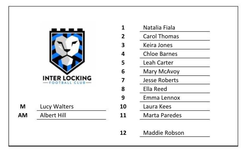 Lucy has named an unchanged side for the match tonight