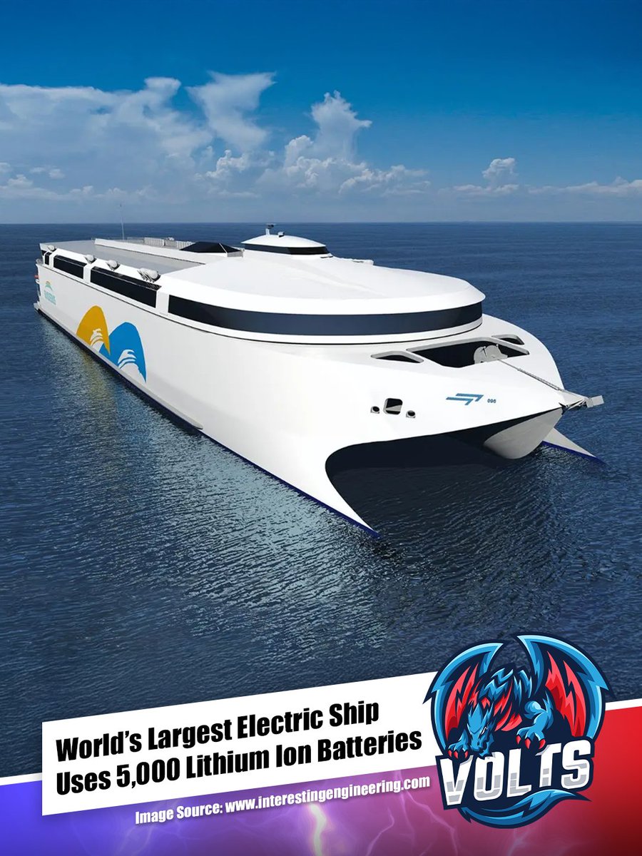 Incat Tasmania’s new all-electric ferry Hull 096 is a game changer 5,000+ lithium-ion batteries, 40 MWh capacity, carrying 2,100 passengers &amp; 225 cars. Light, efficient &amp; near-zero emissions with green power. A bold step for cleaner seas. ⚡🚢

ElectricShip #ZeroEmissionShipping