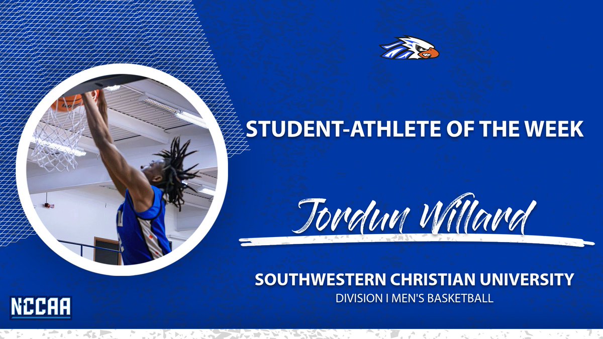TheNCCAA's tweet image. 🏀Student-Athlete of the Week🏀
Division I Men's #NCCAABasketball
𝐉𝐨𝐫𝐝𝐮𝐧 𝐖𝐢𝐥𝐥𝐚𝐫𝐝, Southwestern Christian University
the-n.cc/43NcMIW | #PlayForHim