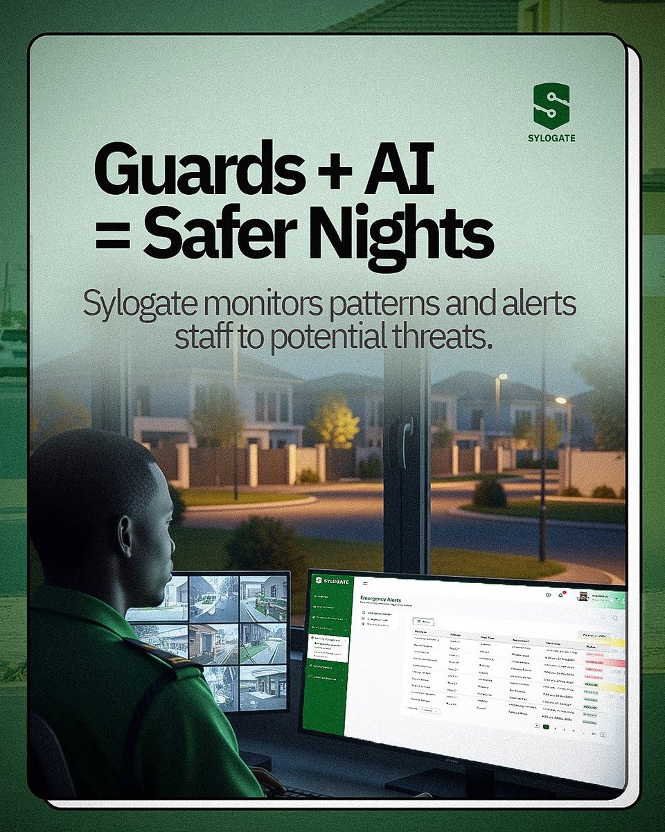 sylogate's tweet image. Night security just got smarter 🌙
With sylogate track suspicious behavior, and alerts guards instantly.

⚠️ Pattern monitoring
🛡️ Safer nights, safer estates

Guards + AI = Safer Nights.

#Sylogate #EstateSecurity #AIProtection #NightSurveillance #SmartCommunities #PropTech