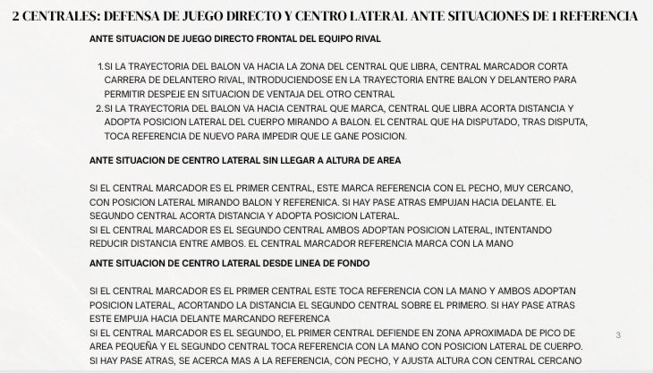 Conductas MICRO de la pareja de centrales ante situaciones de juego directo rival y centro lateral frente a una sola referencia del equipo rival.