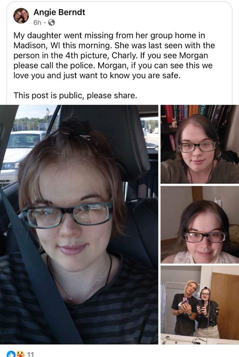 We knew it! There had to be a "trusted adult" grooming her. Morgan Geyser, slenderman stabber, appeared to be living with a trans-identified male at a group home in Sun Prairie, WI following her release from a mental institution. 

Morgan was found this morning in Illinois, after
