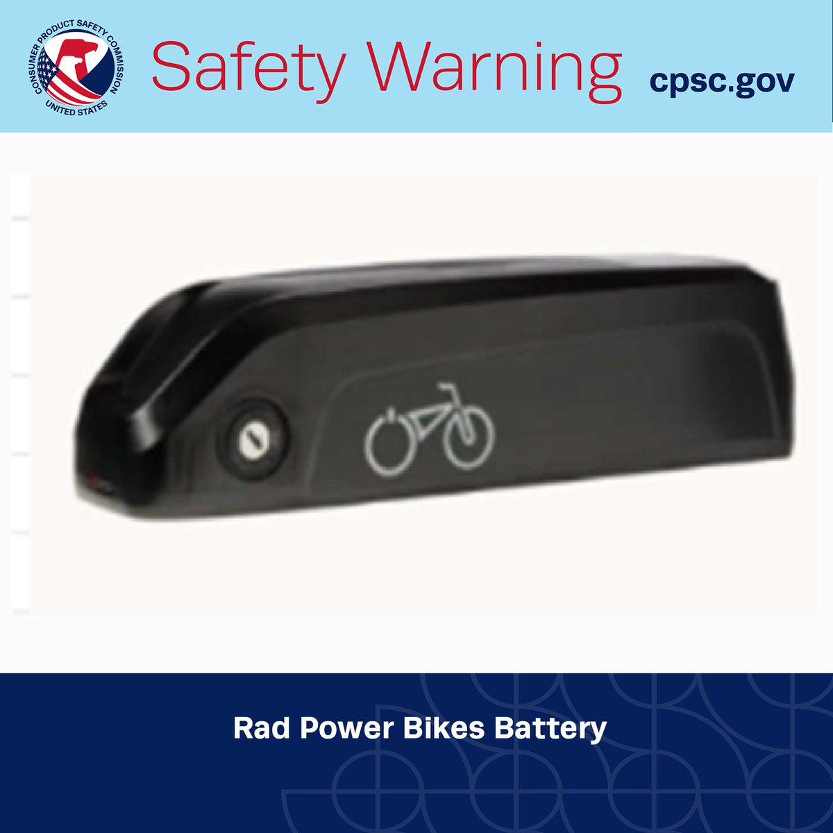 CPSC Warns Consumers to Immediately Stop Using Batteries for E-Bikes from Rad Power Bikes Due to Fire Hazard; Risk of Serious Injury or Death