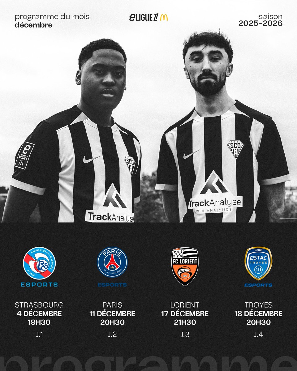 𝐏𝐫𝐨𝐠𝐫𝐚𝐦𝐦𝐞 𝐝𝐮 𝐦𝐨𝐢𝐬 𝐝𝐞 𝐃𝐞́𝐜𝐞𝐦𝐛𝐫𝐞 🗓️

La <a href="/_eLigue1/">eLigue 1 McDonald’s</a> revient en décembre pour notre plus grand plaisir ! ⚡️

Soyez prêts à vibrer avec nous dès le 4 décembre pour le coup d’envoi ! ⚔️

#eLigue1McDonalds