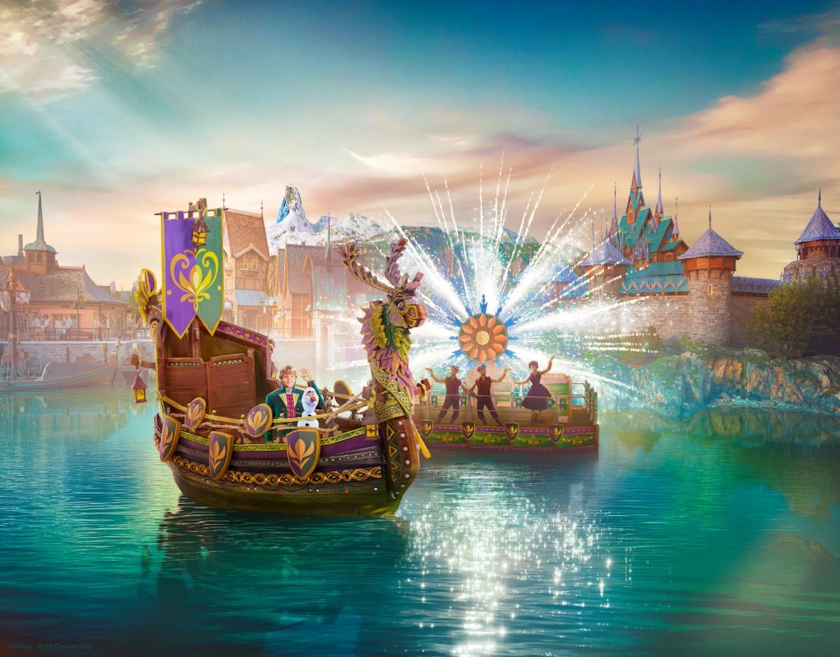ScottGustin's tweet image. A brand-new show is coming to World of Frozen in Paris. “A Celebration in Arendelle” brings the Snowflower Festival to life on three beautifully crafted Viking longships, sailing into the bay several times a day.