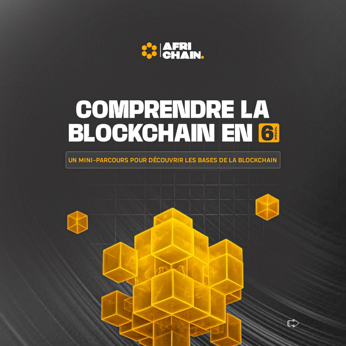 🎯 “Comprends la Blockchain en 6 jours”

Une mini-série simple et 100% Web3 pour t’aider à comprendre:
🔹Comment fonctionne la Blockchain
🔹Ses applications concrètes
🔹 Avantages 
🔹Etc
👉 Rendez-vous demain  pour le Jour 1
La révolution avec la connaissance
#Africhain #Web3