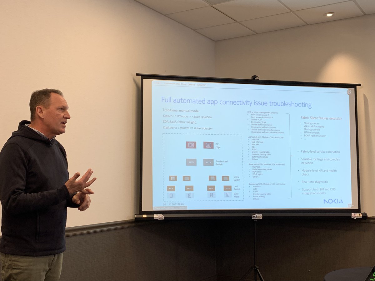 spuluka's tweet image. Interesting demo at @TechFieldDay  #NFD39 from @nokia  by Clayton Wagar and Rupak Jha.  The SaaS version of Event-Driven Automation (EDA) platform adds #AI features for root cause analysis on network issues.

linkedin.com/pulse/root-cau…