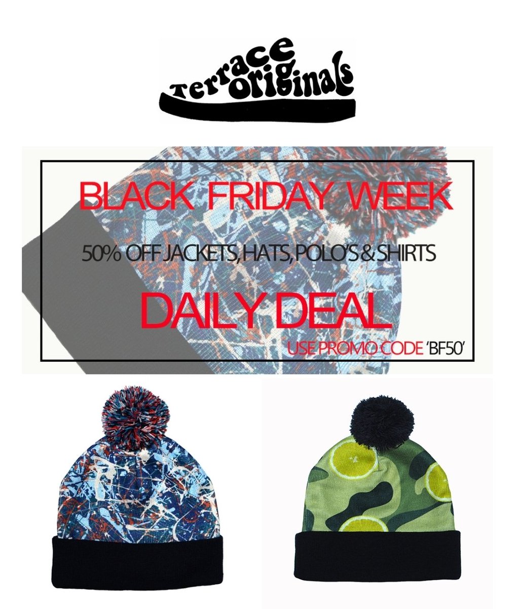 Black Friday DAILY DEAL 
🎸Code 'BF50' for 50% off 🎸
Excludes T-shirts
Free UK Delivery
terraceoriginals.com