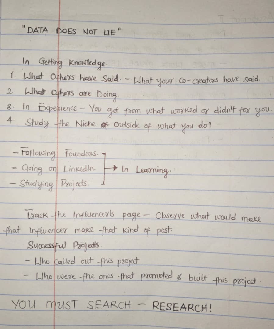 Regal_Monarch_8's tweet image. ERADICATING CONFUSION IN THE WEB3 JOURNEY

MONARCH&apos;S NOTES AND THOUGHTS

Let me tell you what I&apos;ve learnt in my 1hr of being in the class and taking notes.

@web3righteous Started by citing an illustration 

&quot;The Difference between persons that have made it big on the Web3 Space…