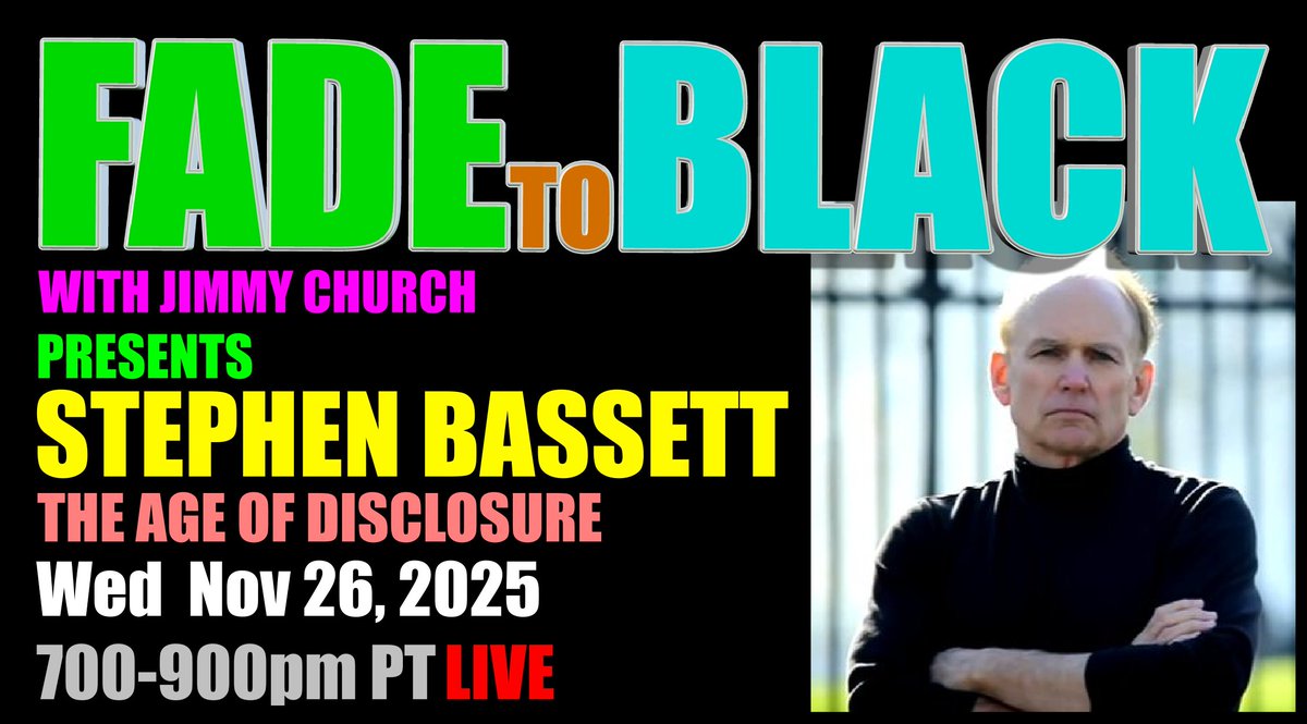 JChurchRadio's tweet photo. This Week on FADE to BLACK:

Mon: Holly Hall
 Astrology and Predictions
Tue: Jason Quitt
 Quittspiracy 14
Wed: Stephen Bassett
 The Age of Disclosure
Thu: Off-Air
 Happy Thanksgiving!

#f2b #media #ufo #breakingufo
#disclosure #conspiracy #radio

https://t.co/zHYtbk25Uo https://t.co/8nuhoyEtb0
