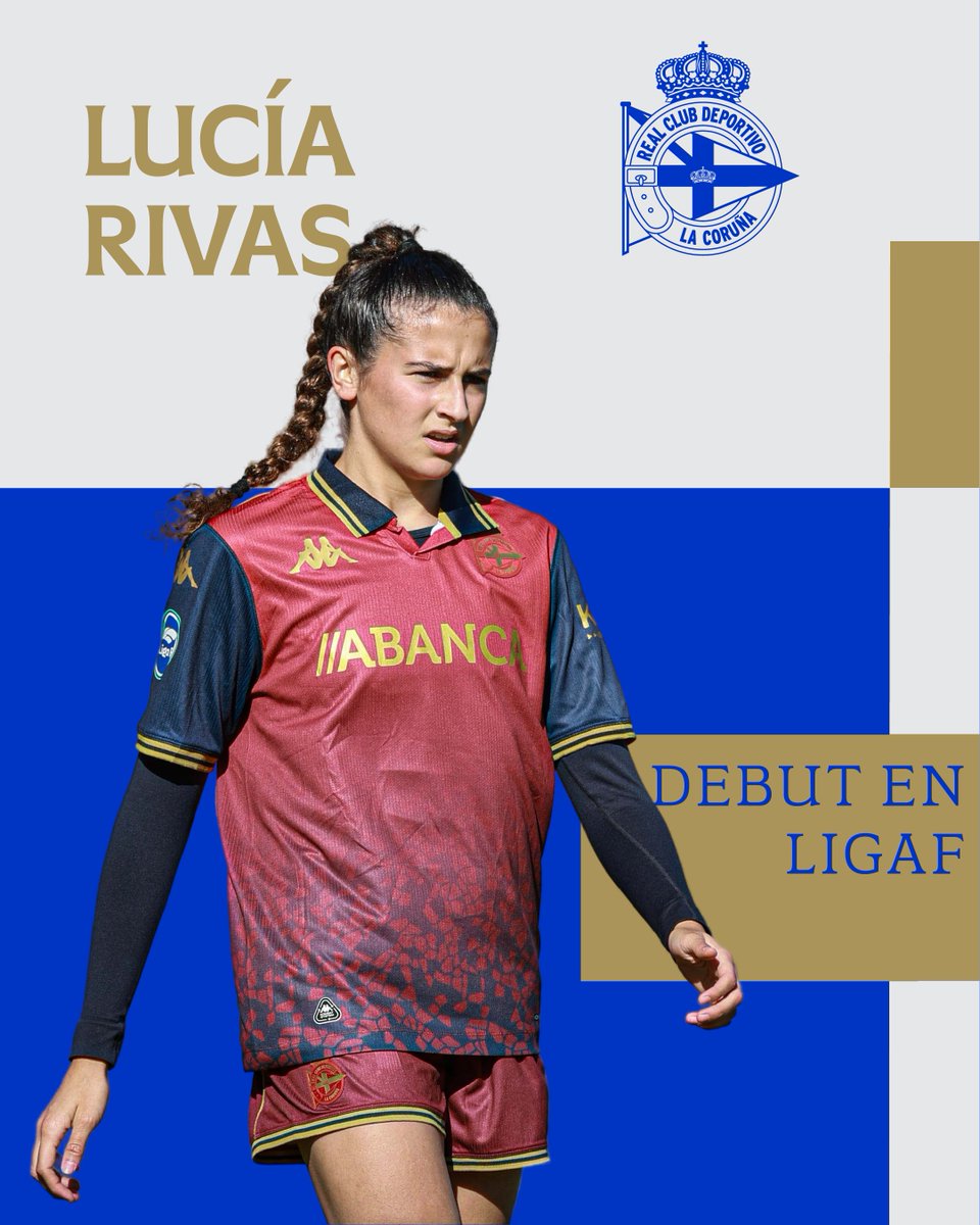 RCDeportivoFem's tweet photo. Debut co primeiro equipo e na Liga F da nosa Lucía Rivas 👏🏼 
 
Parabéns, Lucía! 💙 https://t.co/q9BuKuq82l