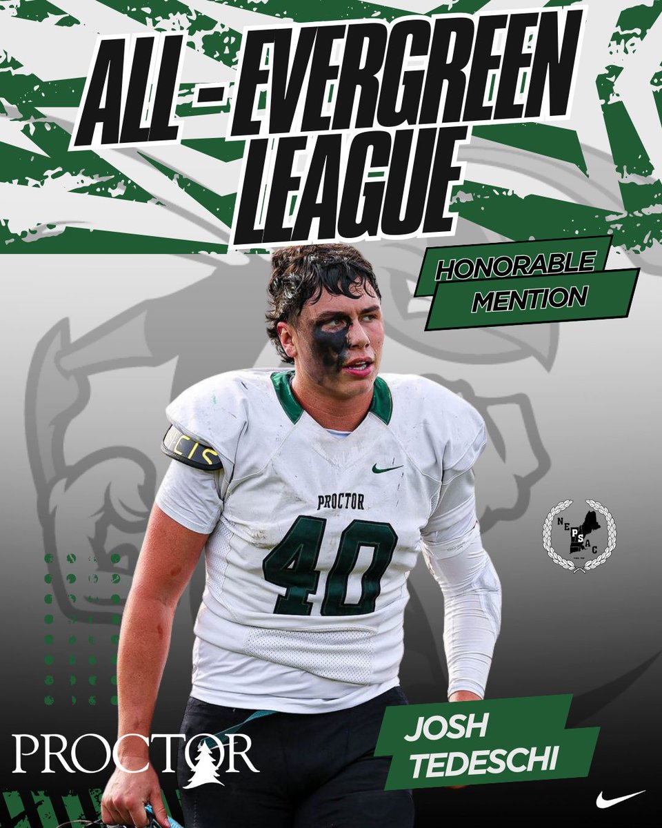ProctorFootball's tweet image. Congrats to Josh Tedeschi &apos;27 - Earning All Evergreen League - Honorable Mention! #HPND #Football #Allconference