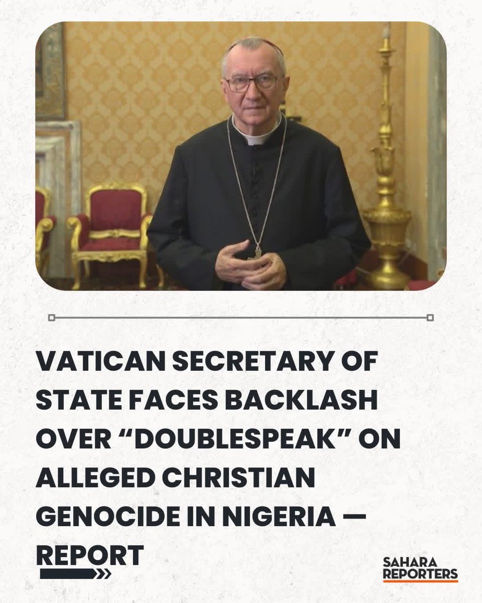 Vatican Secretary Of State Faces Backlash Over “Doublespeak” On Alleged Christian Genocide In Nigeria — Report
  bit.ly/4oSSYwc
<a href="/VaticanNews/">Vatican News</a> 
<a href="/radiobiafralive/">Radio Biafra</a> <a href="/Pontifex/">Pope Leo XIV</a> <a href="/cnalive/">Catholic News Agency</a>